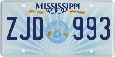 MS license plate ZJD993