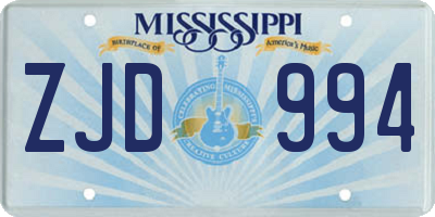MS license plate ZJD994