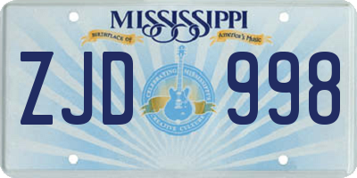 MS license plate ZJD998