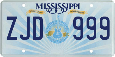 MS license plate ZJD999