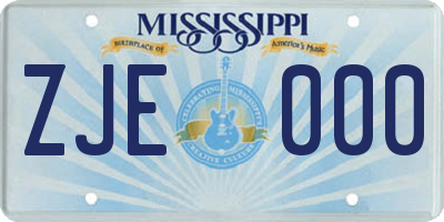 MS license plate ZJE000