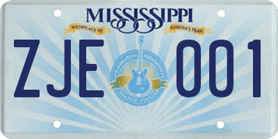 MS license plate ZJE001