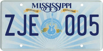 MS license plate ZJE005
