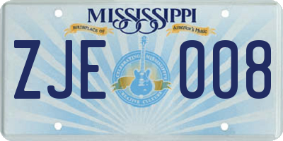 MS license plate ZJE008