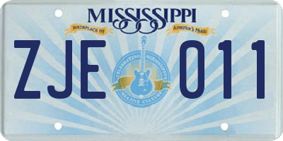 MS license plate ZJE011