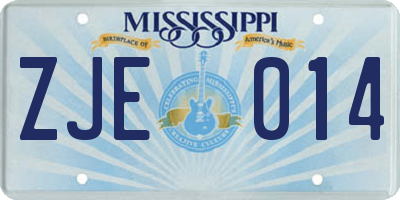 MS license plate ZJE014