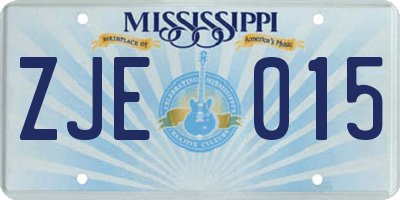 MS license plate ZJE015