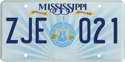 MS license plate ZJE021