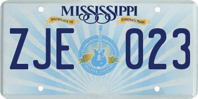 MS license plate ZJE023