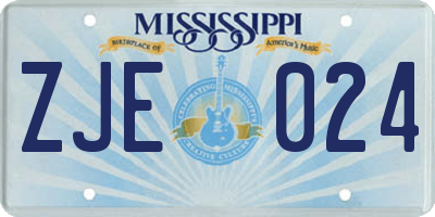 MS license plate ZJE024