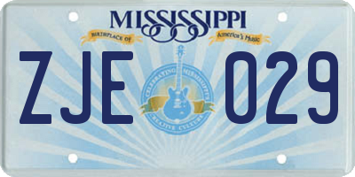 MS license plate ZJE029