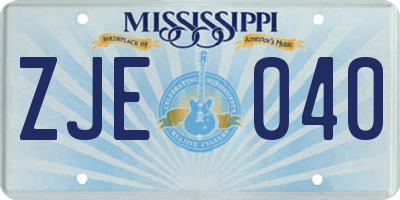 MS license plate ZJE040