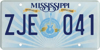 MS license plate ZJE041