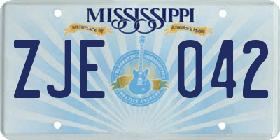 MS license plate ZJE042