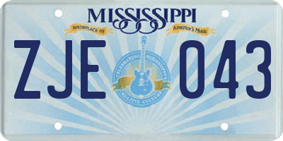 MS license plate ZJE043