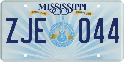 MS license plate ZJE044