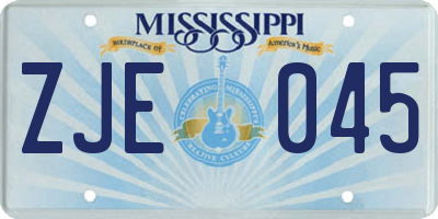 MS license plate ZJE045