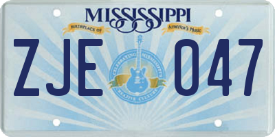 MS license plate ZJE047