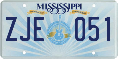 MS license plate ZJE051