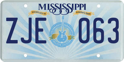 MS license plate ZJE063