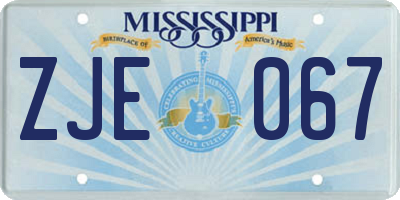 MS license plate ZJE067