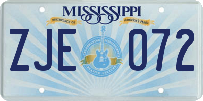 MS license plate ZJE072