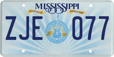 MS license plate ZJE077