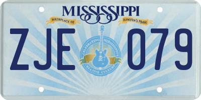 MS license plate ZJE079