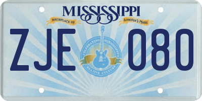 MS license plate ZJE080