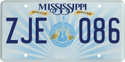 MS license plate ZJE086