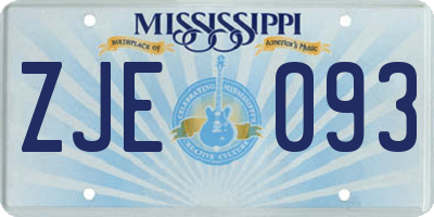 MS license plate ZJE093