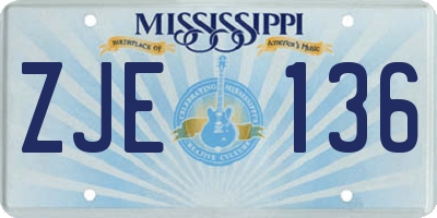 MS license plate ZJE136