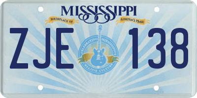 MS license plate ZJE138