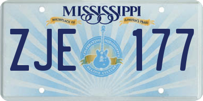 MS license plate ZJE177