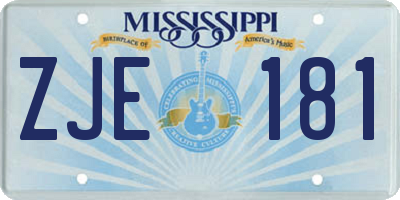 MS license plate ZJE181