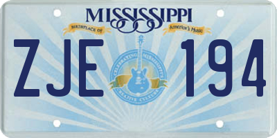 MS license plate ZJE194