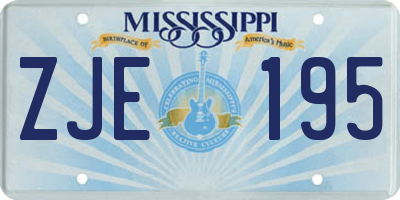 MS license plate ZJE195