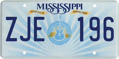 MS license plate ZJE196