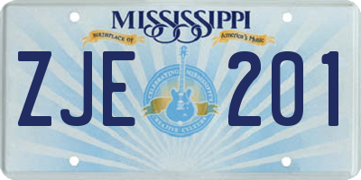 MS license plate ZJE201