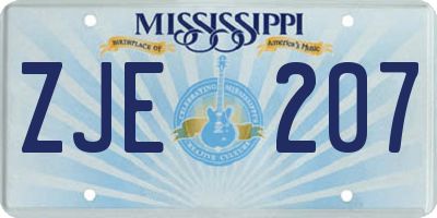 MS license plate ZJE207