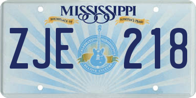 MS license plate ZJE218