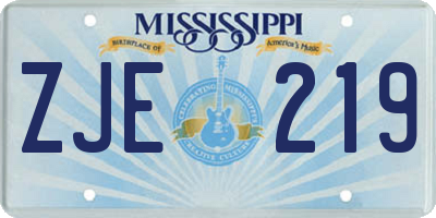 MS license plate ZJE219