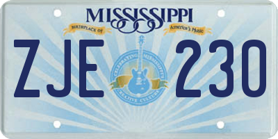 MS license plate ZJE230