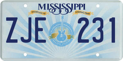 MS license plate ZJE231