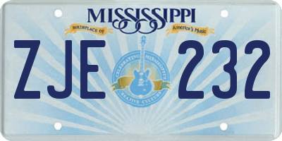 MS license plate ZJE232