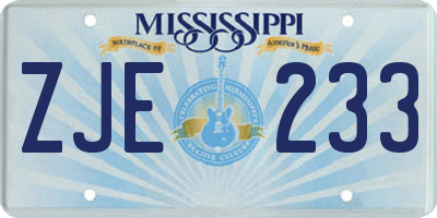 MS license plate ZJE233