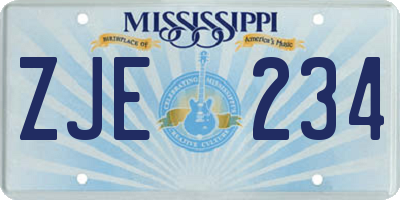 MS license plate ZJE234