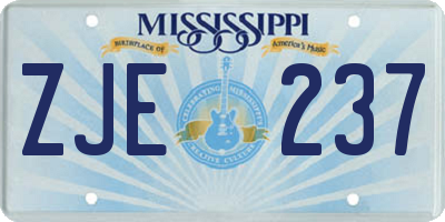 MS license plate ZJE237