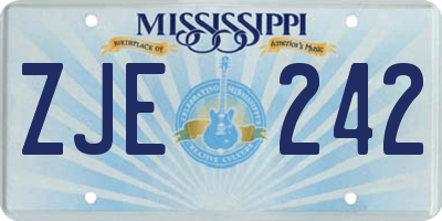 MS license plate ZJE242