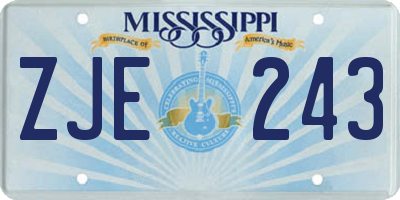 MS license plate ZJE243